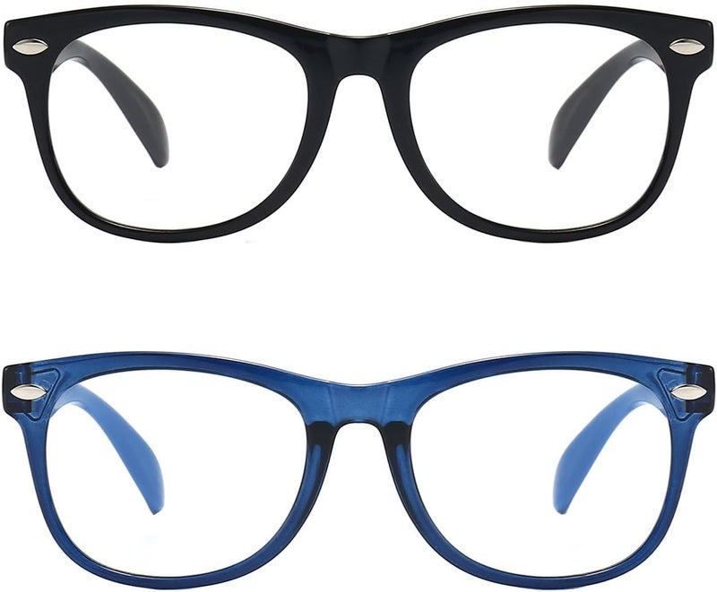 FANNYGO Store 2 Pack kids Blue Light Blocking Glasses For Girls And Boys Computer Blue Light Blocking Glasses For Age 3-11 (Black + Dark blue) - Image 3